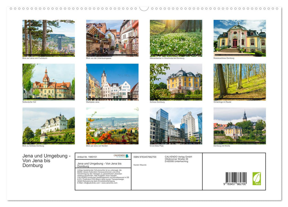 Jena und Umgebung - Von Jena bis Dornburg (CALVENDO Premium Wandkalender 2026)