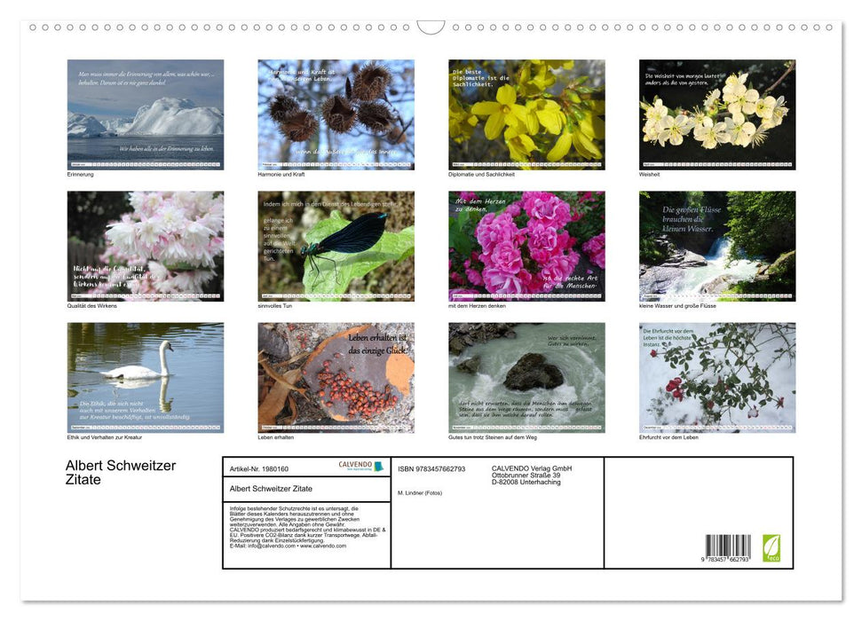 Albert Schweitzer Zitate (CALVENDO Wandkalender 2026)