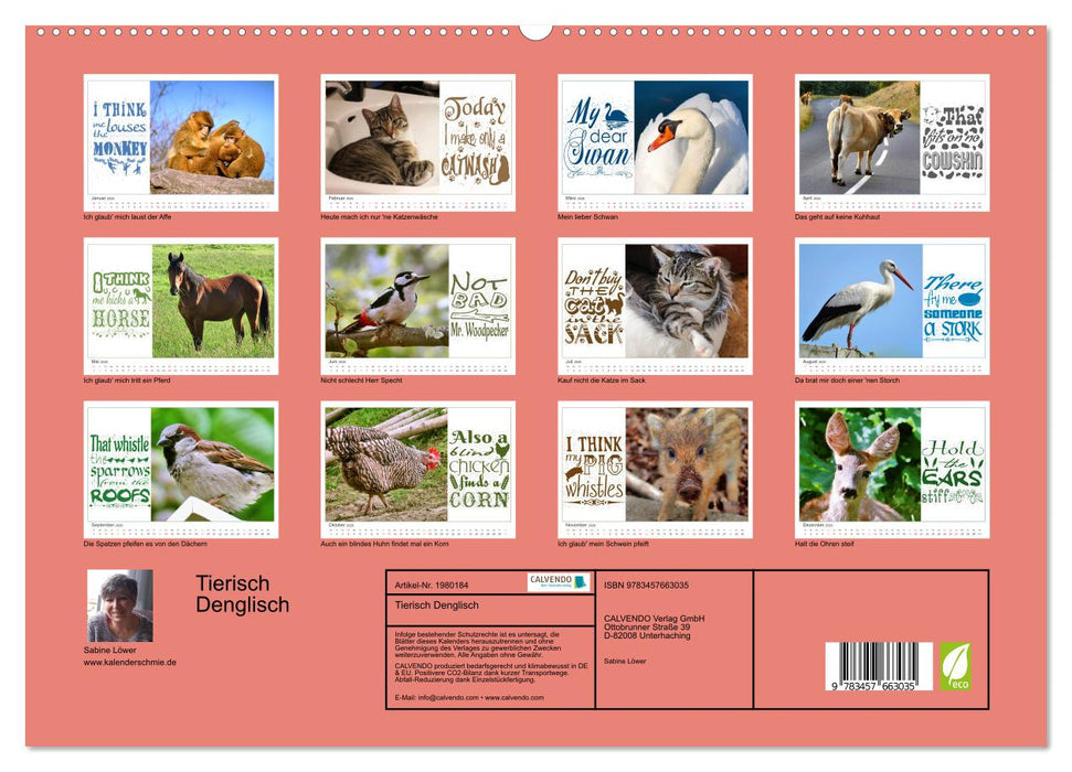 Tierisch Denglisch (CALVENDO Premium Wandkalender 2026)