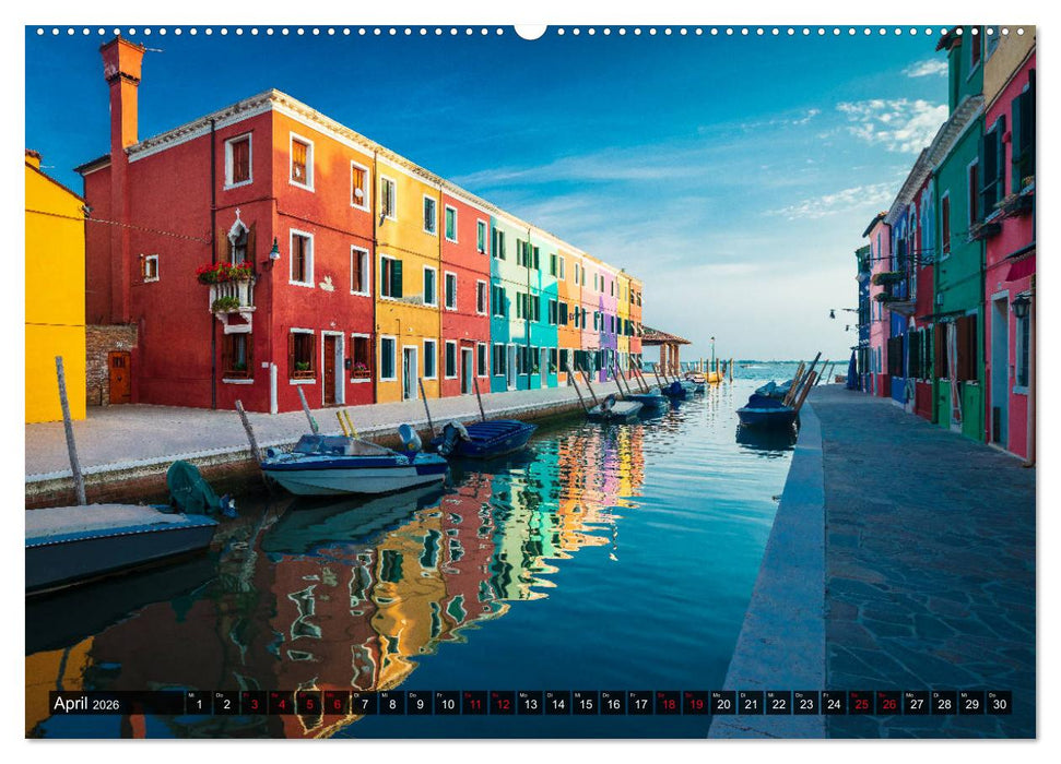 Burano - Die Insel der bunten Häuser (CALVENDO Premium Wandkalender 2026)