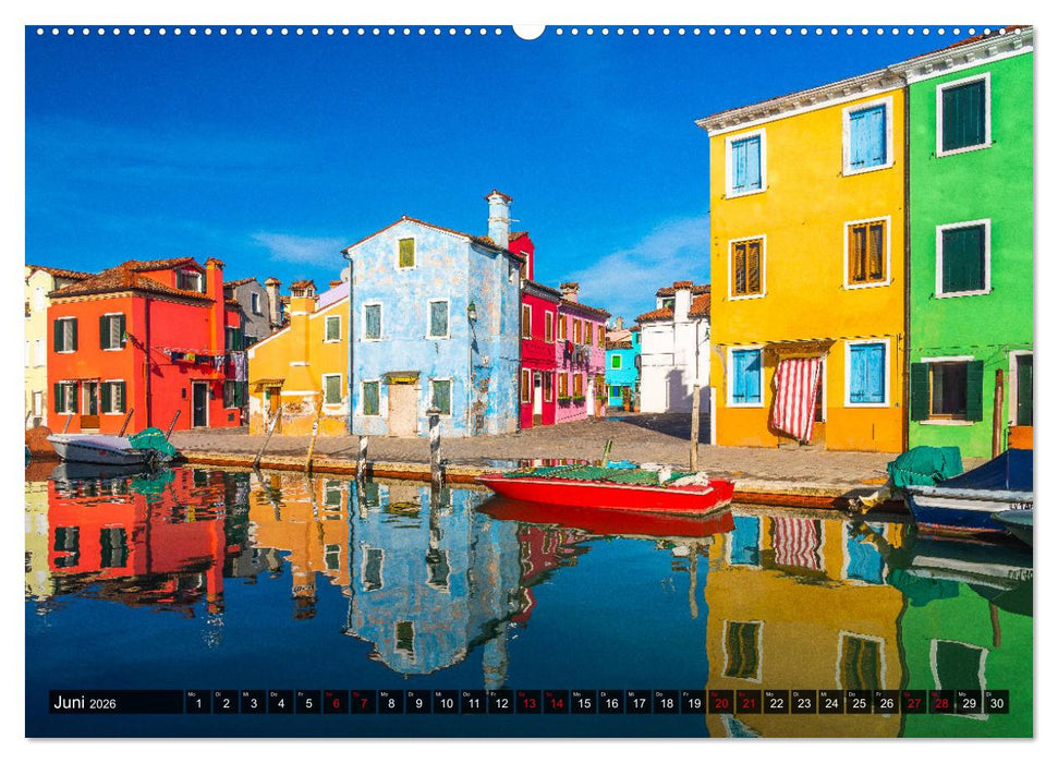 Burano - Die Insel der bunten Häuser (CALVENDO Premium Wandkalender 2026)