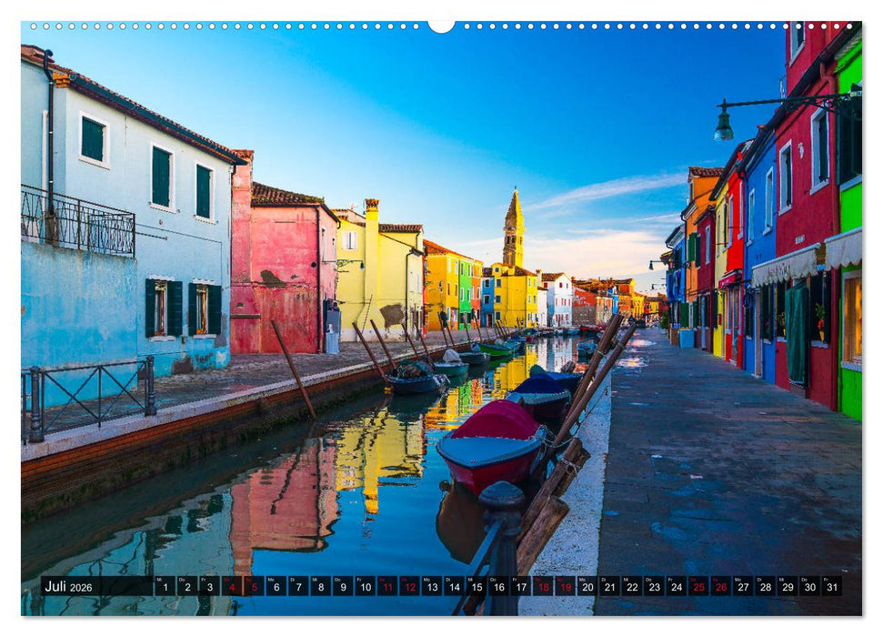 Burano - Die Insel der bunten Häuser (CALVENDO Premium Wandkalender 2026)