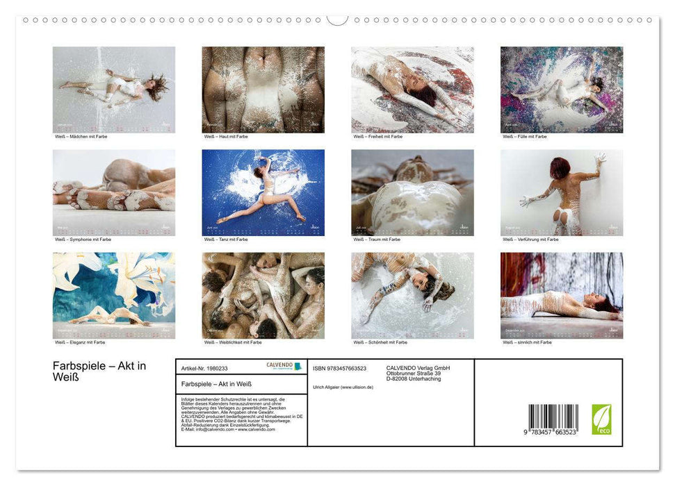 Farbspiele – Akt in Weiß (CALVENDO Wandkalender 2026)