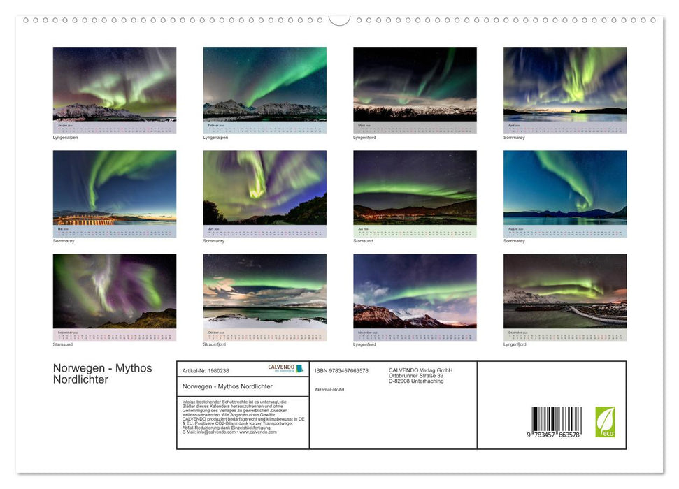 Norwegen - Mythos Nordlichter (CALVENDO Premium Wandkalender 2026)