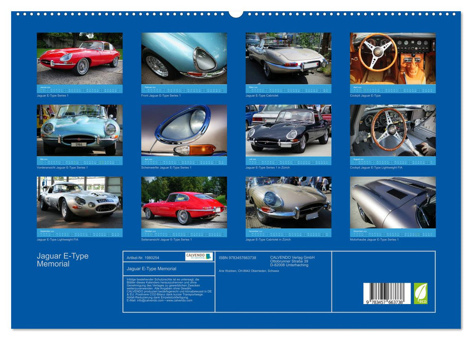Jaguar E-Type Memorial (CALVENDO Premium Wandkalender 2026)