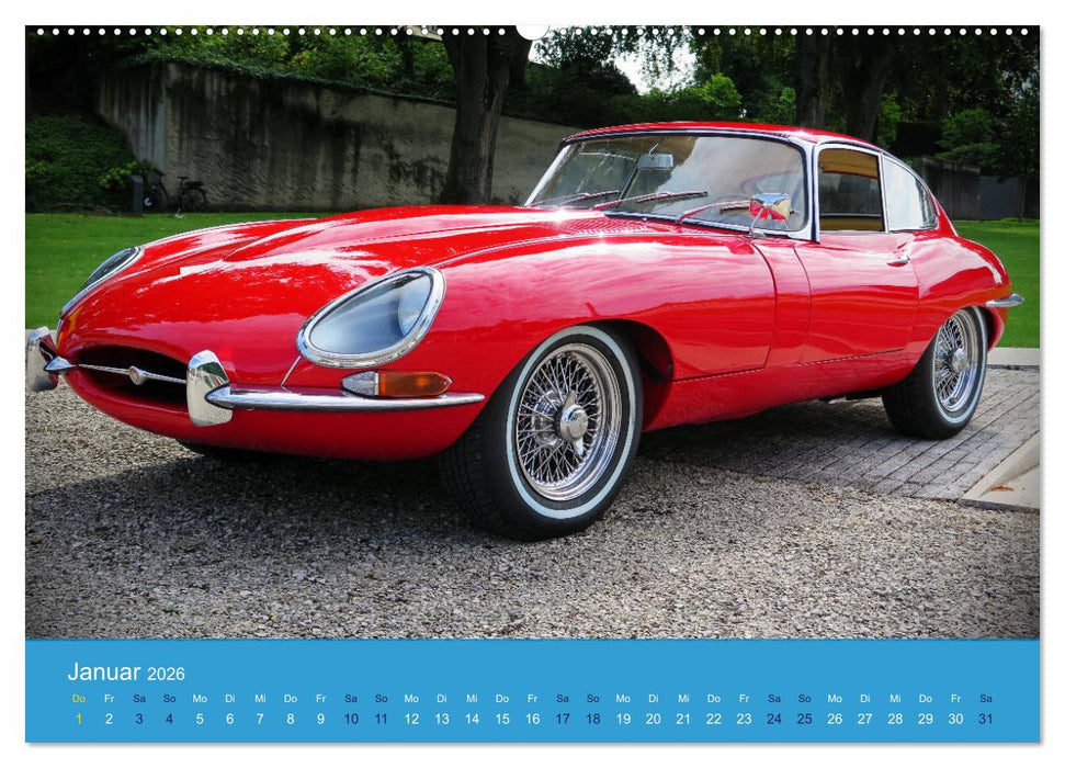 Jaguar E-Type Memorial (CALVENDO Premium Wandkalender 2026)