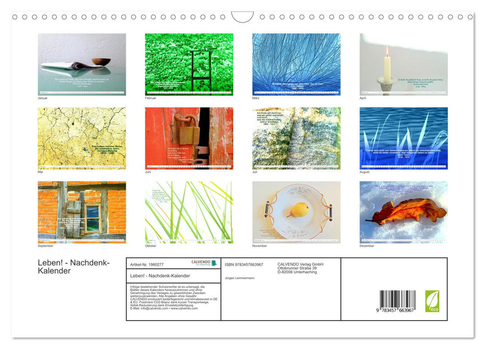 Leben! - Nachdenk-Kalender (CALVENDO Wandkalender 2026)