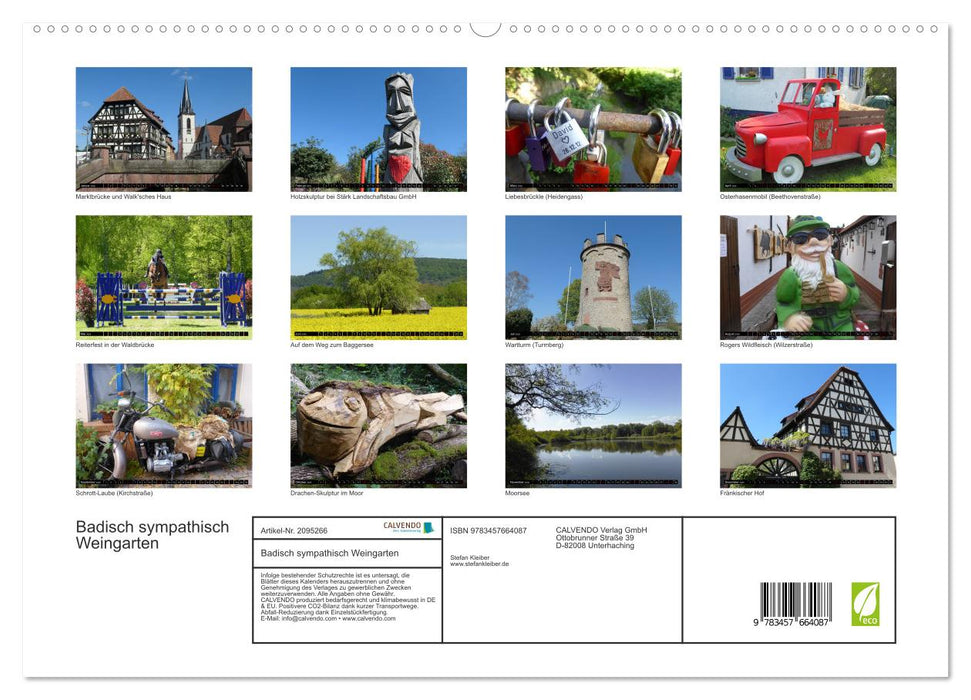 Badisch sympathisch Weingarten (CALVENDO Premium Wandkalender 2026)