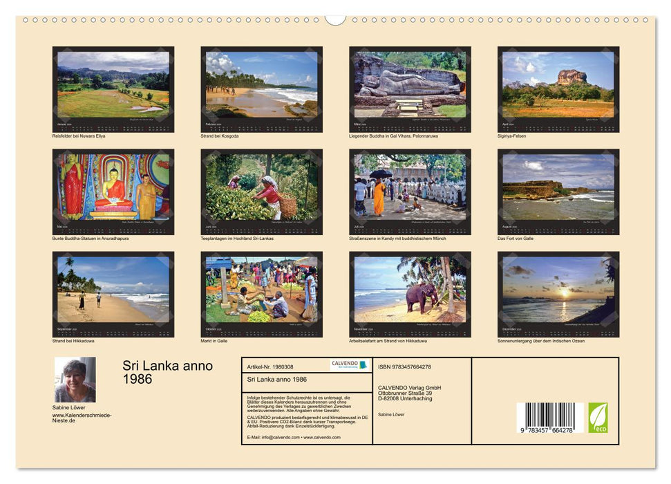Sri Lanka anno 1986 (CALVENDO Wandkalender 2026)