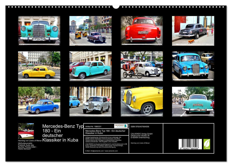 Mercedes-Benz Typ 180 - Ein deutscher Klassiker in Kuba (CALVENDO Premium Wandkalender 2026)