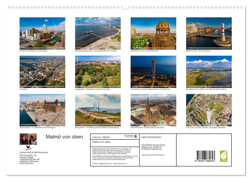 Malmö von oben (CALVENDO Premium Wandkalender 2026)