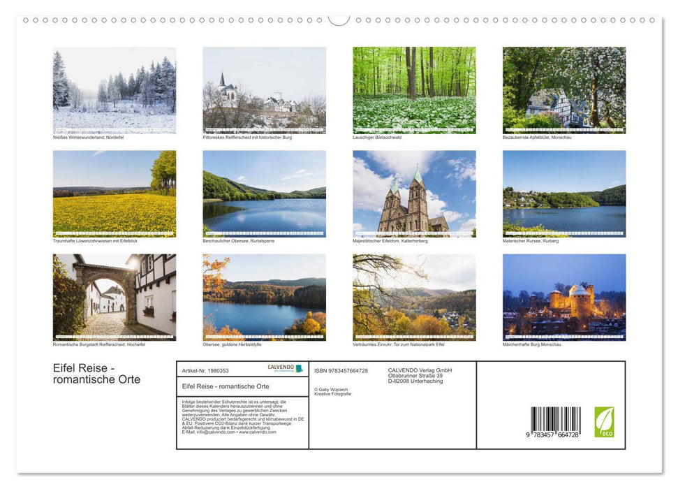 Eifel Reise - romantische Orte (CALVENDO Premium Wandkalender 2026)
