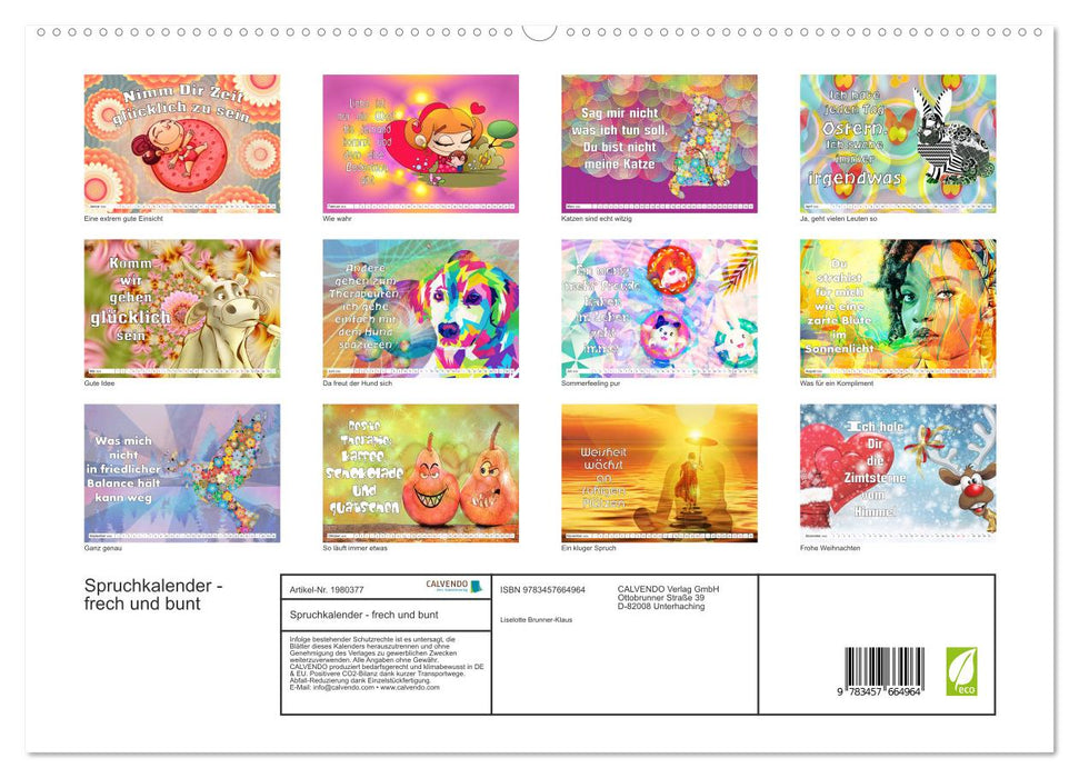 Spruchkalender - frech und bunt (CALVENDO Premium Wandkalender 2026)