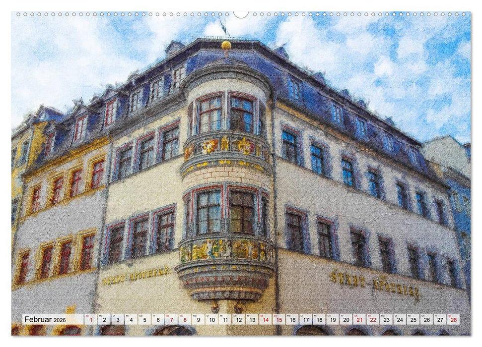 Gera gesehen mit Pinsel und Öl (CALVENDO Premium Wandkalender 2026)