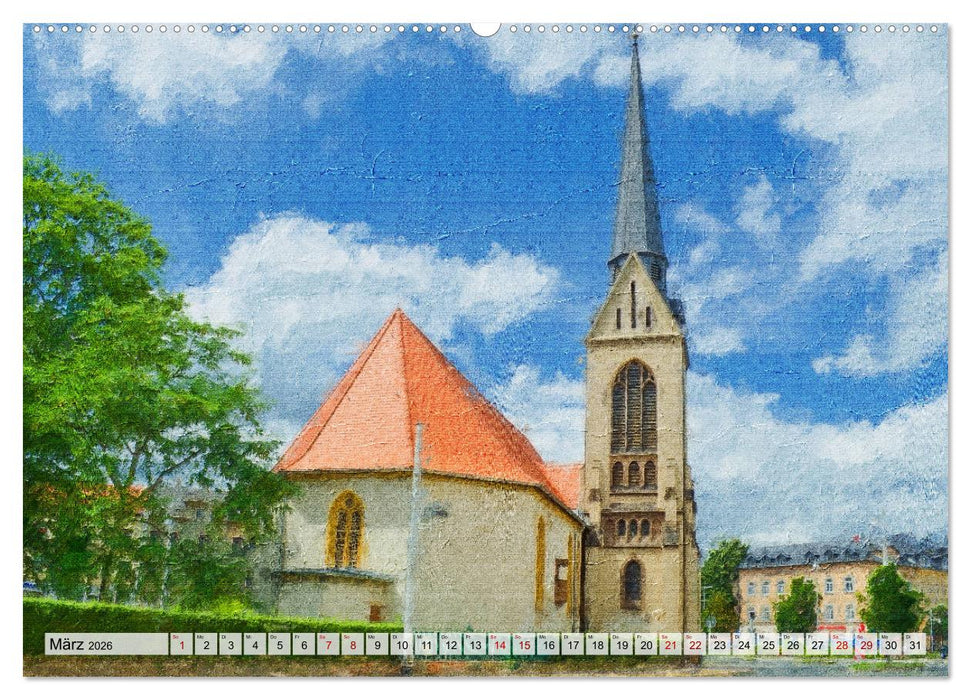 Gera gesehen mit Pinsel und Öl (CALVENDO Premium Wandkalender 2026)