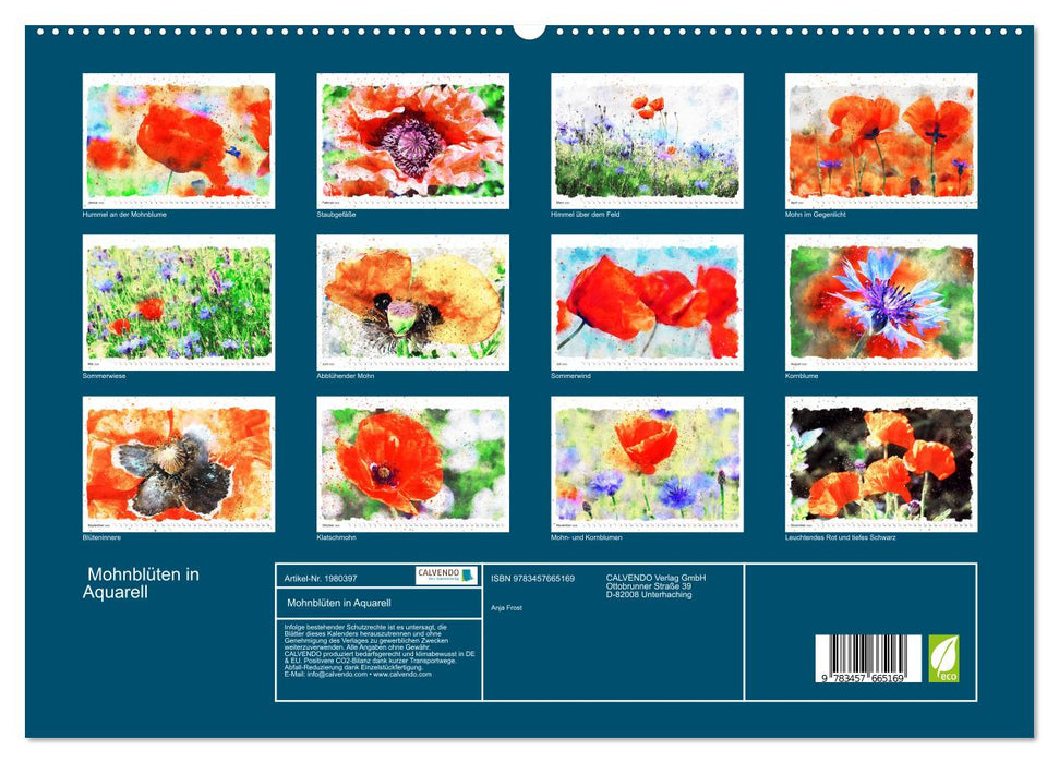 Mohnblüten in Aquarell (CALVENDO Premium Wandkalender 2026)