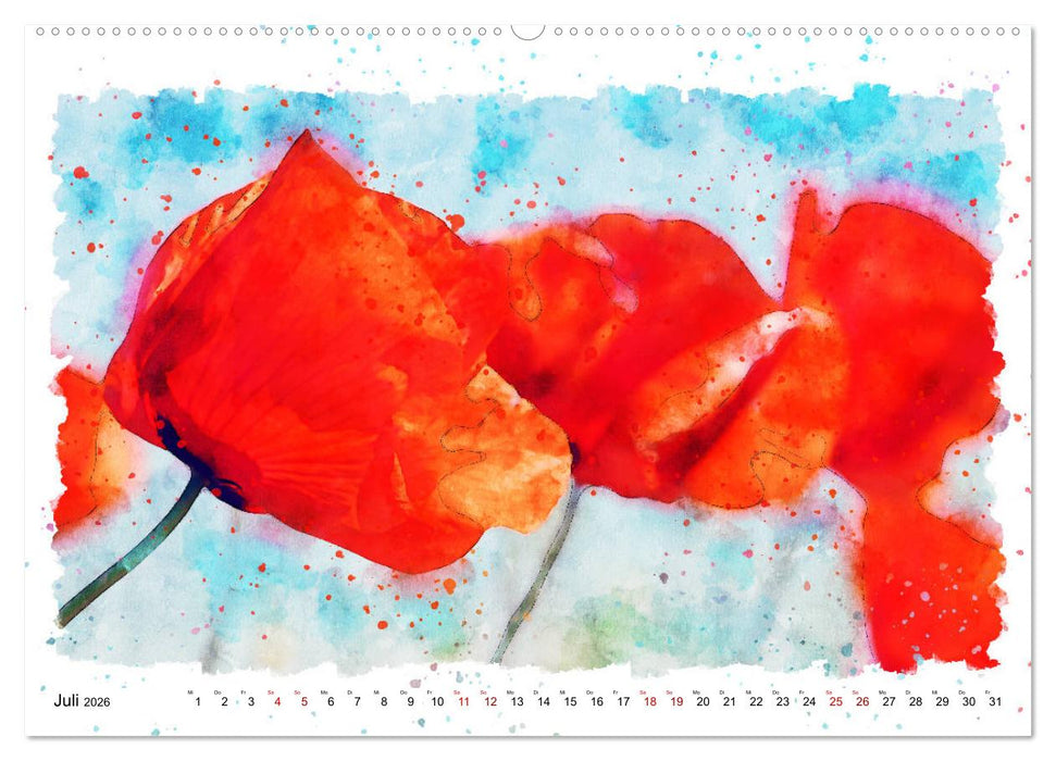 Mohnblüten in Aquarell (CALVENDO Premium Wandkalender 2026)