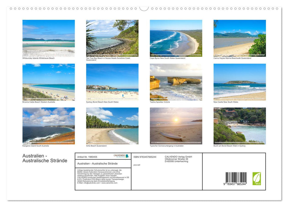 Australien - Australische Strände (CALVENDO Premium Wandkalender 2026)
