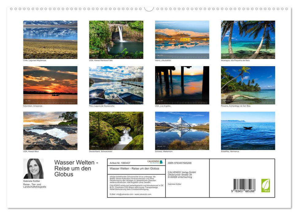 Wasser Welten - Reise um den Globus (CALVENDO Premium Wandkalender 2026)