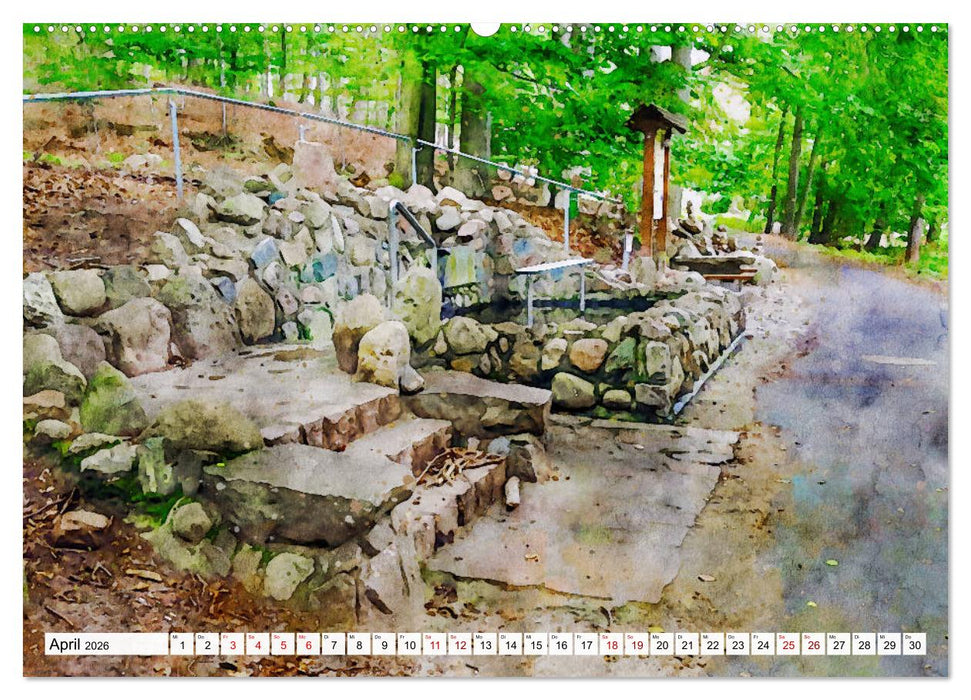 Feldberger Seenlandschaft - Spaziergang in Aquarell (CALVENDO Premium Wandkalender 2026)