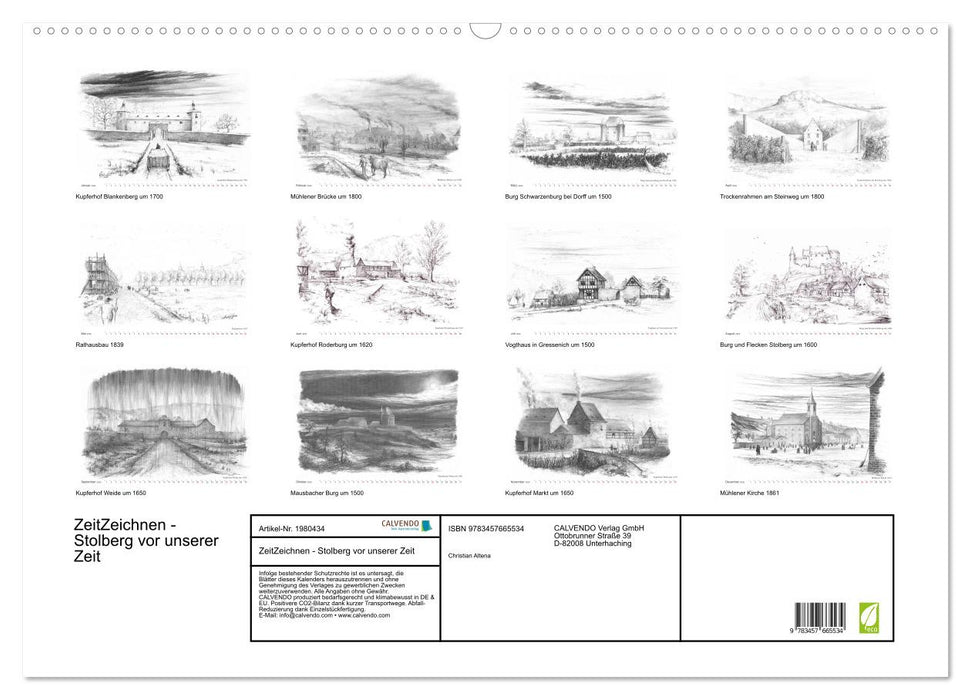 ZeitZeichnen - Stolberg vor unserer Zeit (CALVENDO Wandkalender 2026)