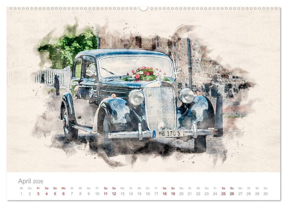 170 S Oldtimer-Aquarelle (CALVENDO Wandkalender 2026)