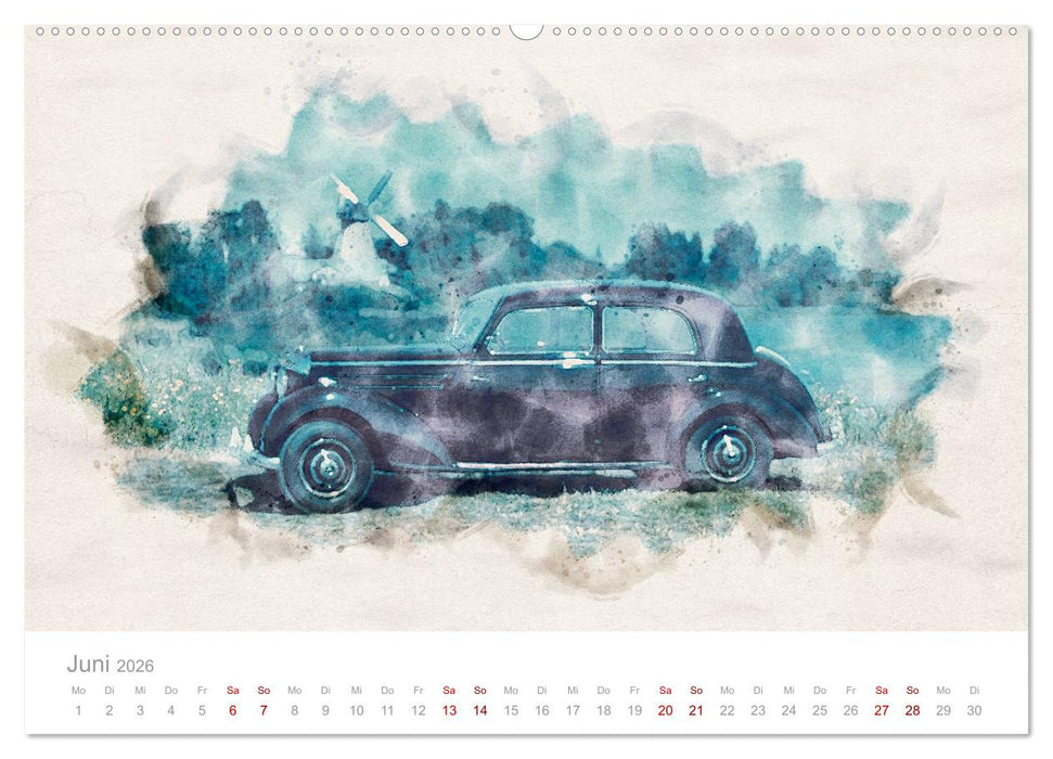 170 S Oldtimer-Aquarelle (CALVENDO Wandkalender 2026)