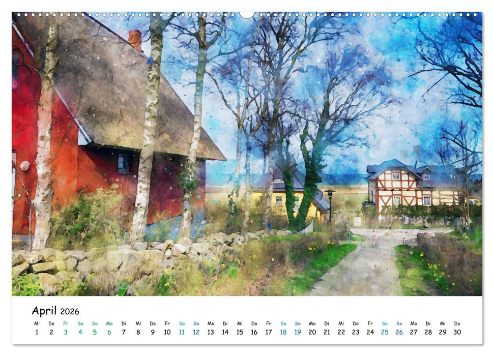 Aquarell Illustrationen vom Darß (CALVENDO Premium Wandkalender 2026)