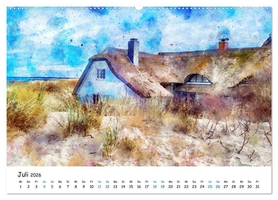 Aquarell Illustrationen vom Darß (CALVENDO Premium Wandkalender 2026)