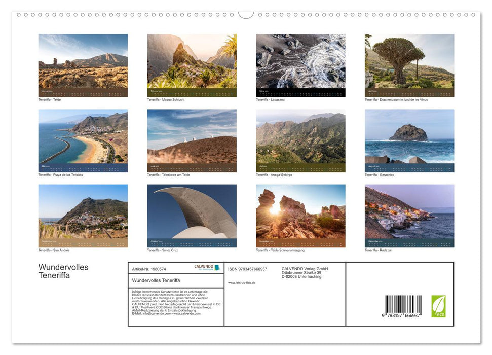 Wundervolles Teneriffa (CALVENDO Premium Wandkalender 2026)