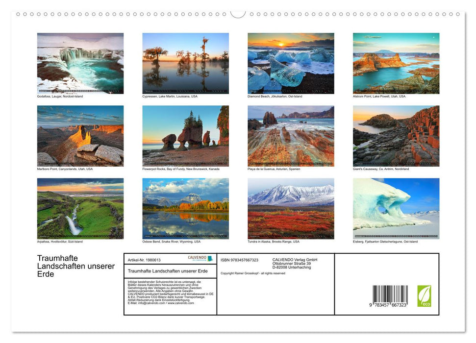 Traumhafte Landschaften unserer Erde (CALVENDO Wandkalender 2026)