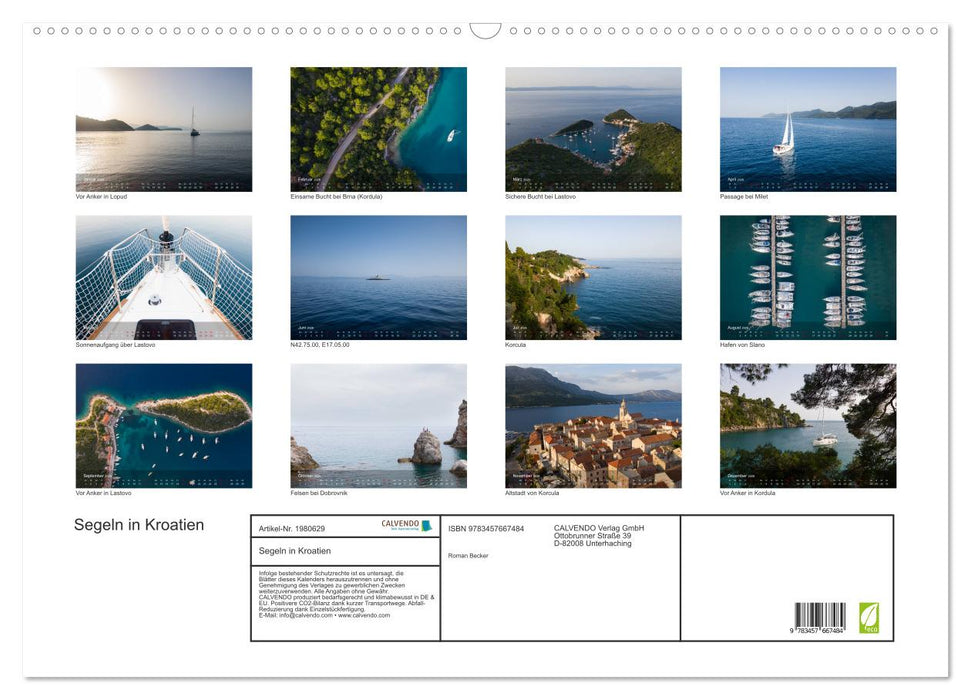 Segeln in Kroatien (CALVENDO Wandkalender 2026)