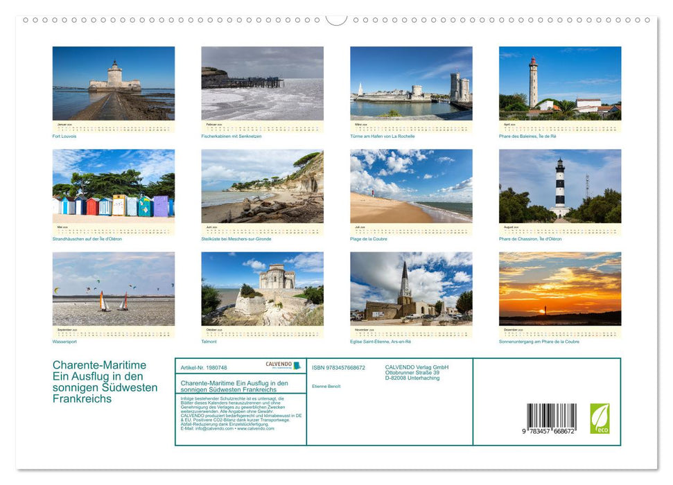 Charente-Maritime Ein Ausflug in den sonnigen Südwesten Frankreichs (CALVENDO Wandkalender 2026)