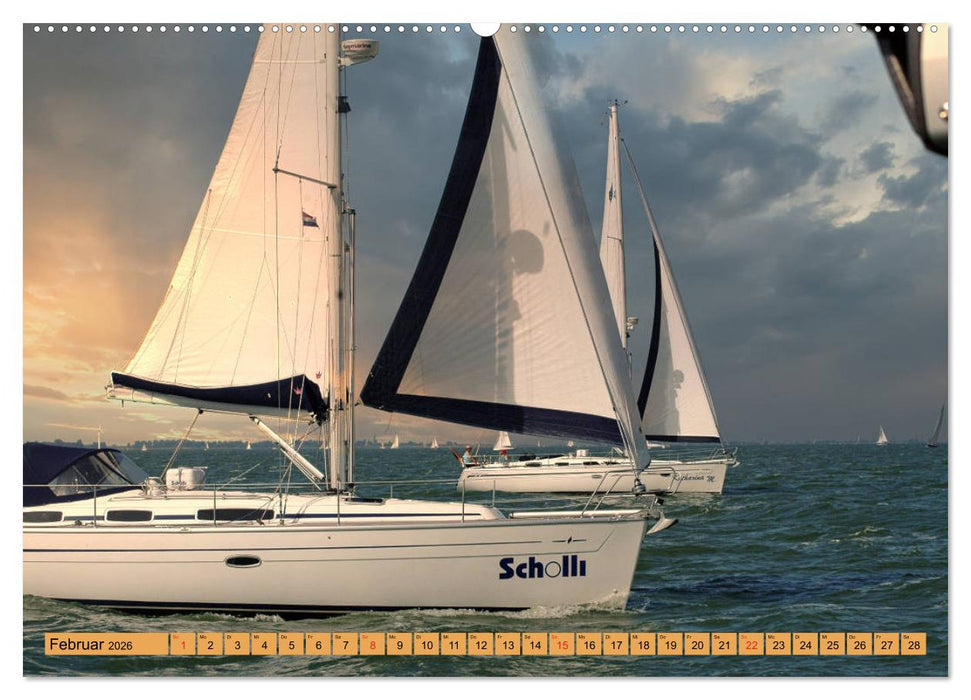 Segeln im Sonnenuntergang (CALVENDO Premium Wandkalender 2026)