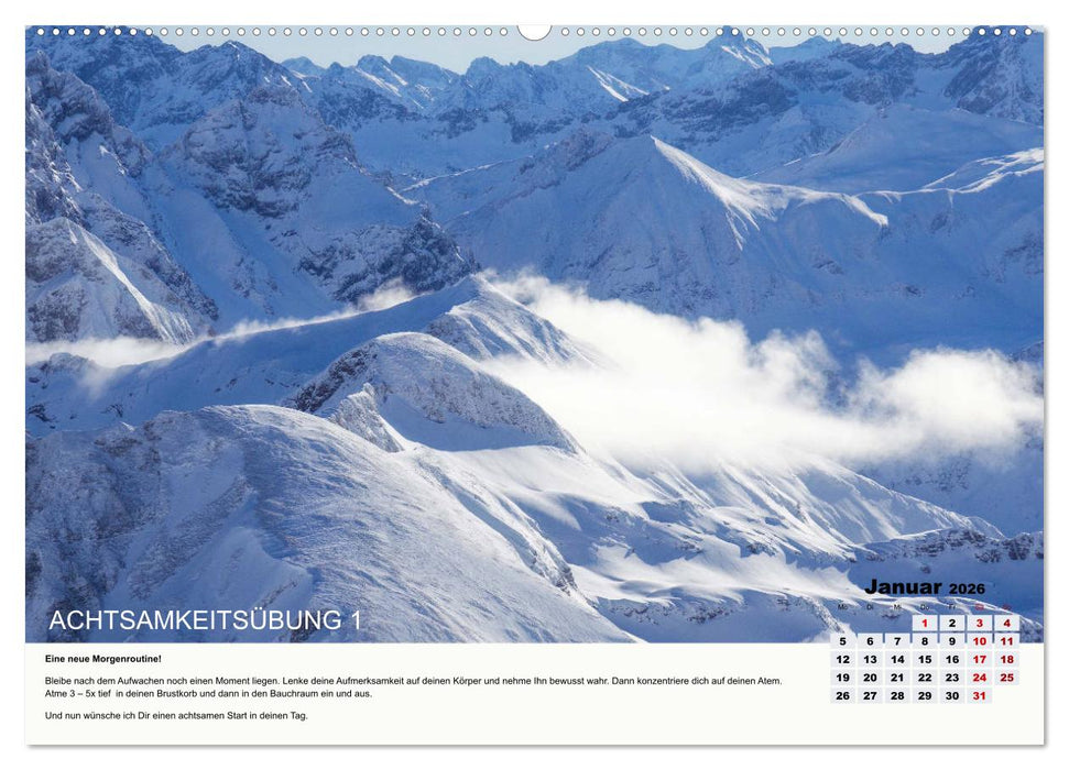 Achtsamkeit, 12 Übungen zu mehr Achtsamkeit. (CALVENDO Premium Wandkalender 2026)