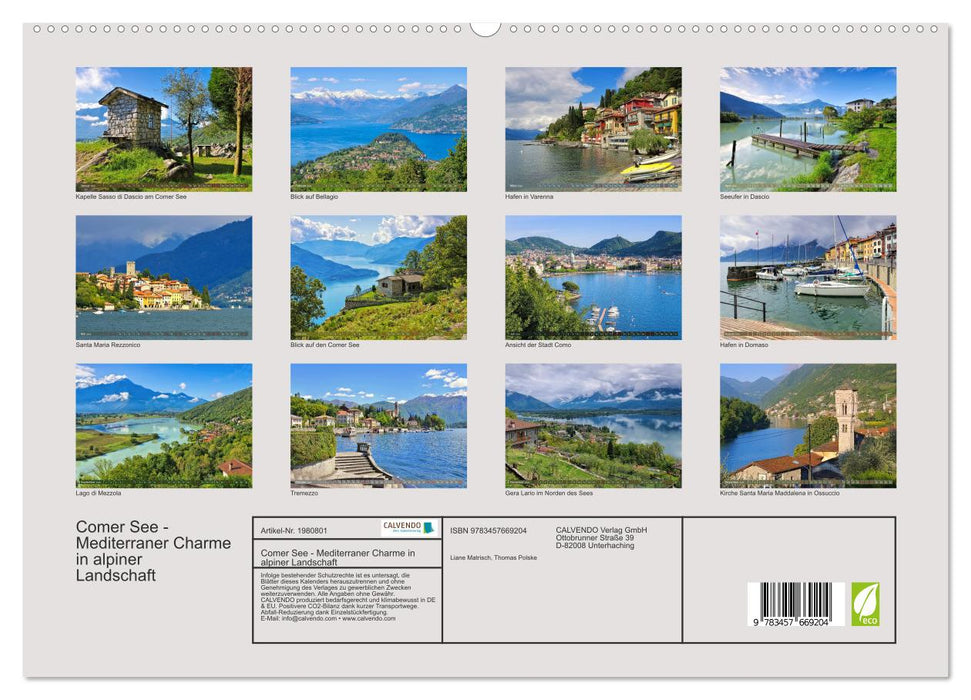 Comer See - Mediterraner Charme in alpiner Landschaft (CALVENDO Premium Wandkalender 2026)