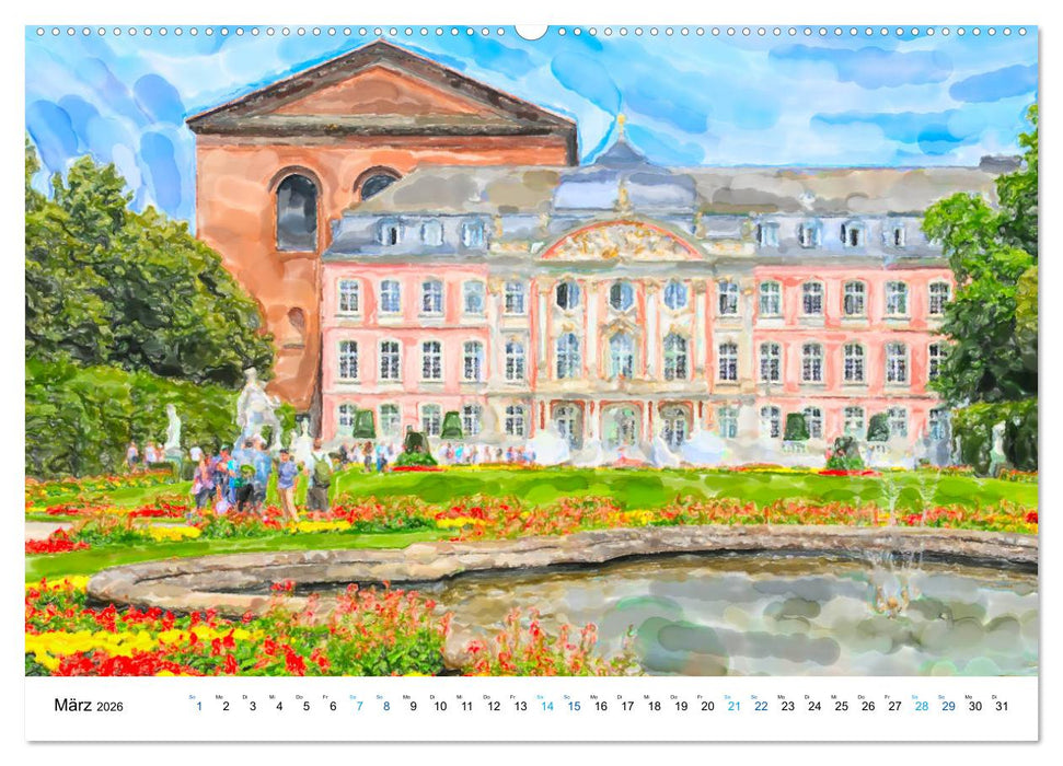 Trier - Illustrationen in Aquarell (CALVENDO Premium Wandkalender 2026)