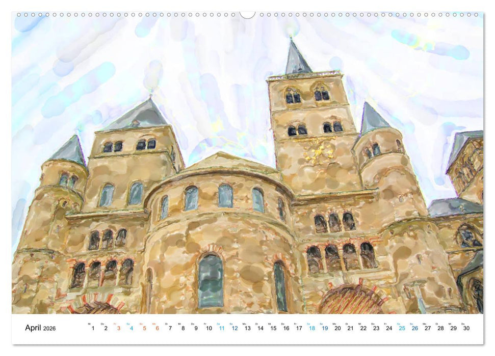 Trier - Illustrationen in Aquarell (CALVENDO Premium Wandkalender 2026)