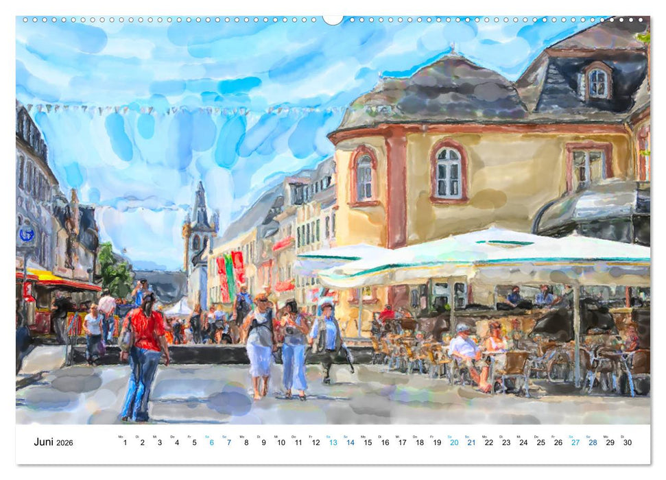 Trier - Illustrationen in Aquarell (CALVENDO Premium Wandkalender 2026)