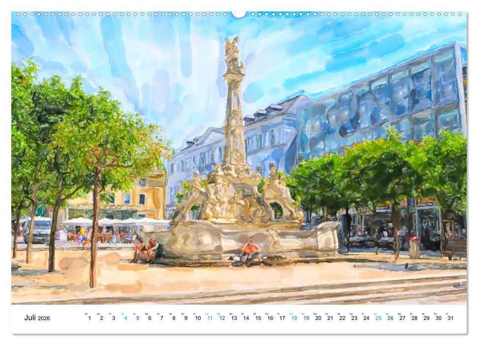 Trier - Illustrationen in Aquarell (CALVENDO Premium Wandkalender 2026)
