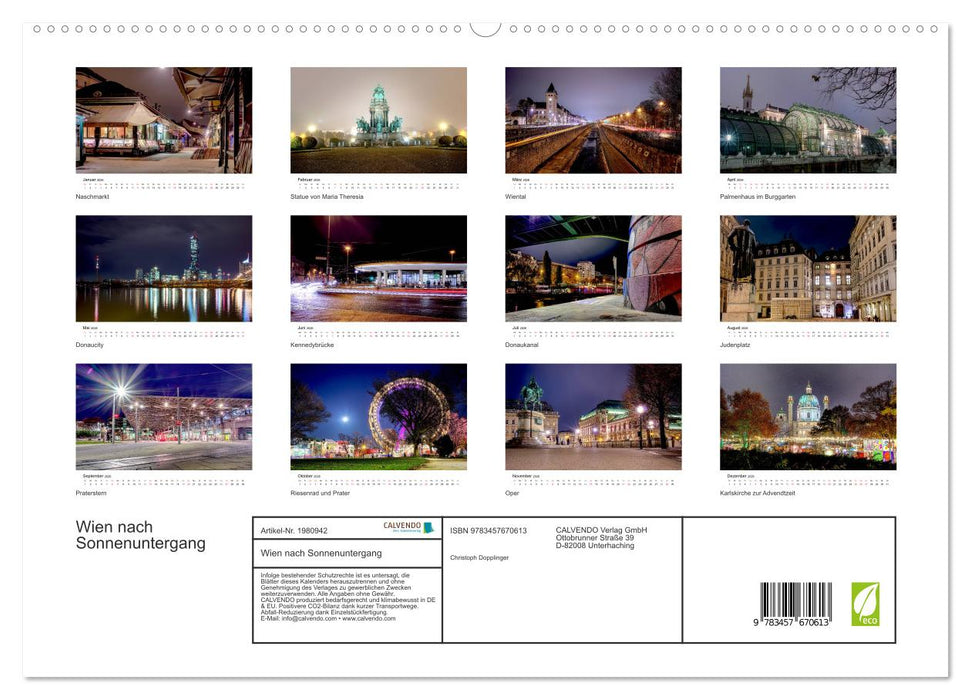 Wien nach Sonnenuntergang (CALVENDO Premium Wandkalender 2026)
