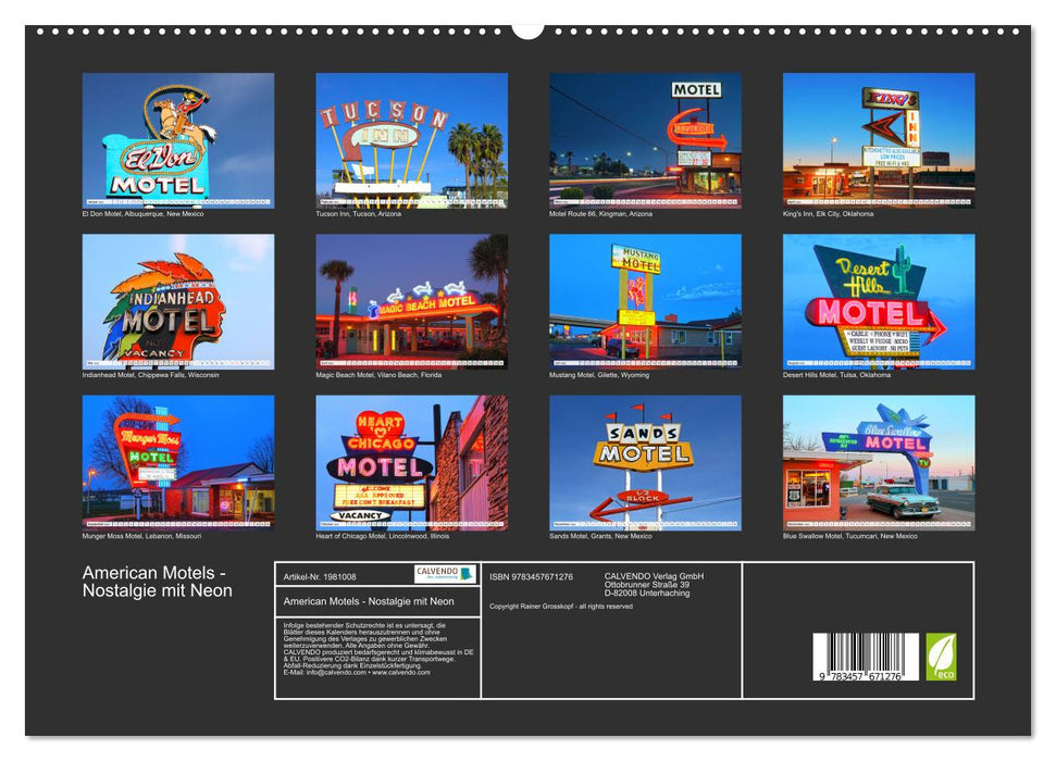American Motels - Nostalgie mit Neon (CALVENDO Premium Wandkalender 2026)
