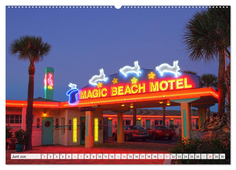 American Motels - Nostalgie mit Neon (CALVENDO Premium Wandkalender 2026)