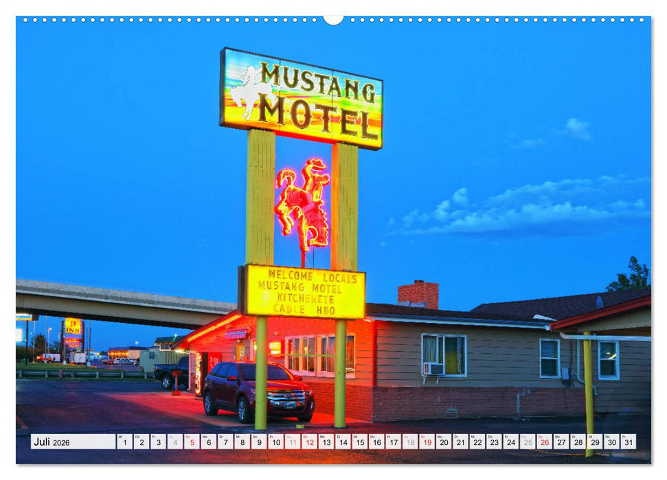 American Motels - Nostalgie mit Neon (CALVENDO Premium Wandkalender 2026)