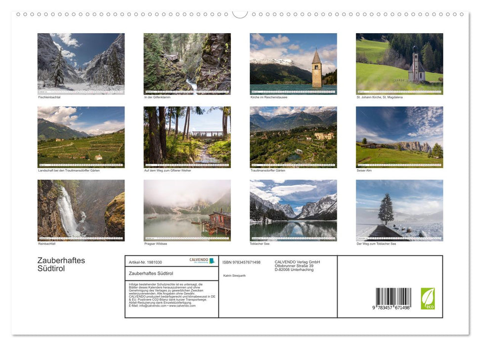 Zauberhaftes Südtirol (CALVENDO Premium Wandkalender 2026)