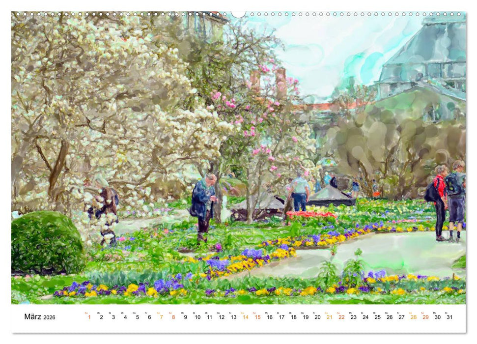 München - Bayerns Landeshauptstadt in Aquarellfarben (CALVENDO Premium Wandkalender 2026)