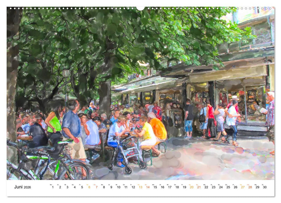 München - Bayerns Landeshauptstadt in Aquarellfarben (CALVENDO Premium Wandkalender 2026)