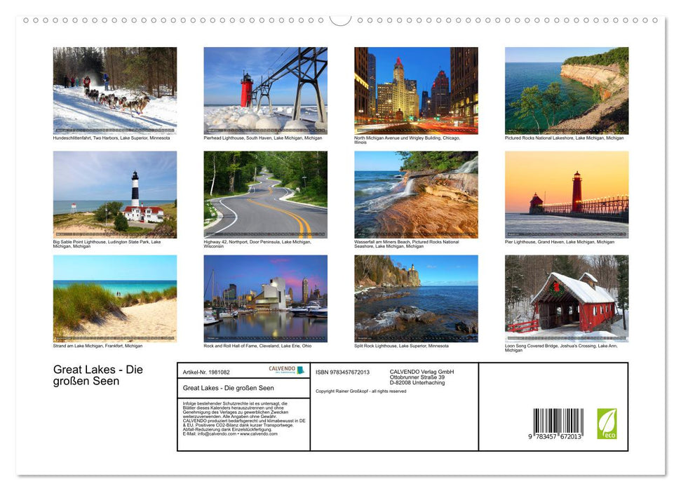 Great Lakes - Die großen Seen (CALVENDO Premium Wandkalender 2026)
