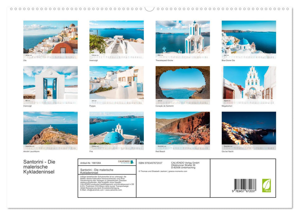 Santorini - Die malerische Kykladeninsel (CALVENDO Wandkalender 2026)