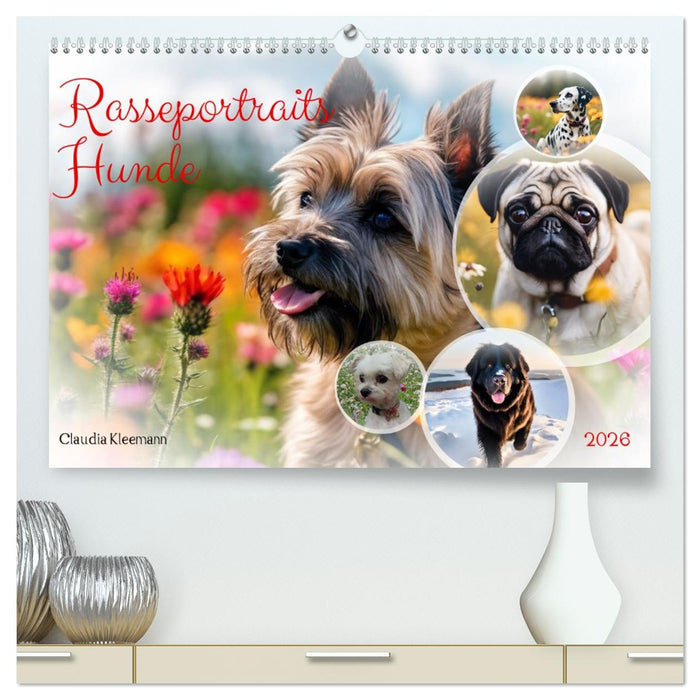 Rasseportraits - Hunde (CALVENDO Premium Wandkalender 2026)